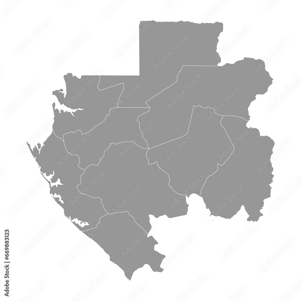 Fototapeta premium Gabon map with administrative divisions. Vector illustration.