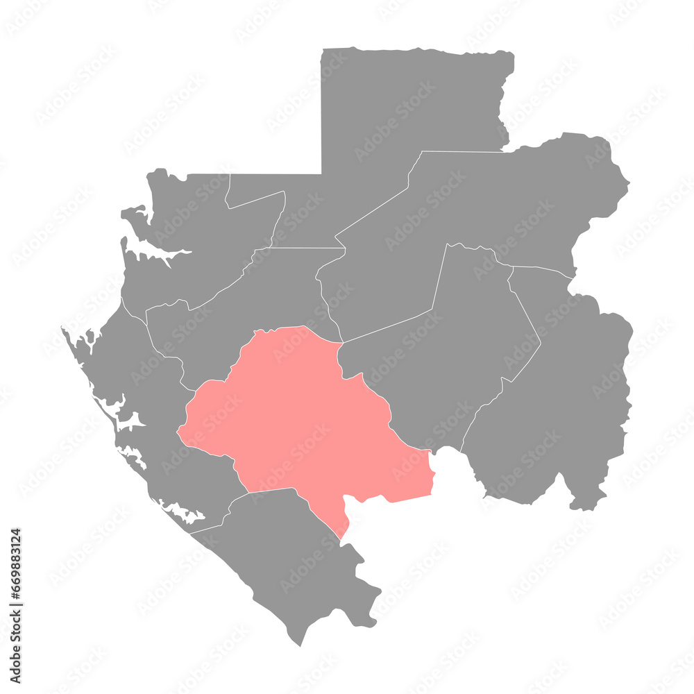 Ngounie province map, administrative division of Gabon. Vector illustration.