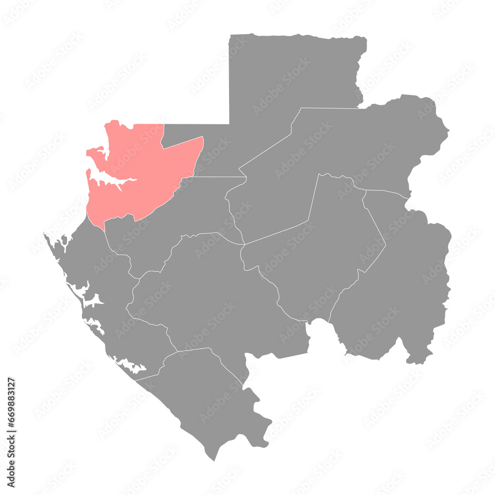 Obraz premium Estuaire province map, administrative division of Gabon. Vector illustration.