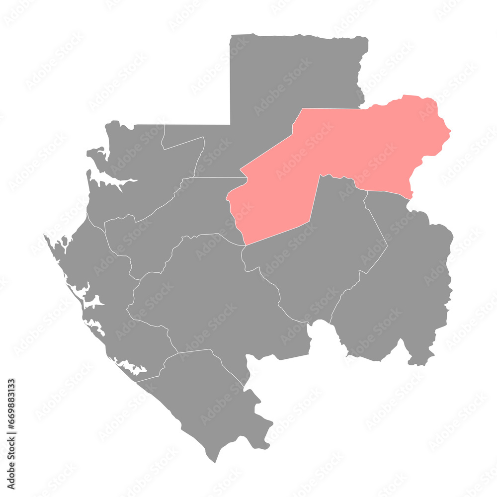 Ogooue Ivindo province map, administrative division of Gabon. Vector illustration.