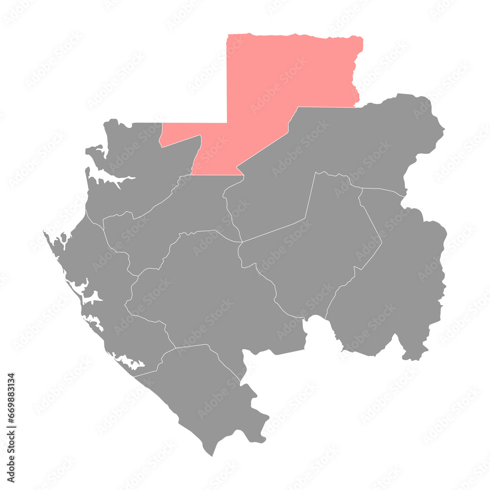Woleu Ntem province map, administrative division of Gabon. Vector illustration.