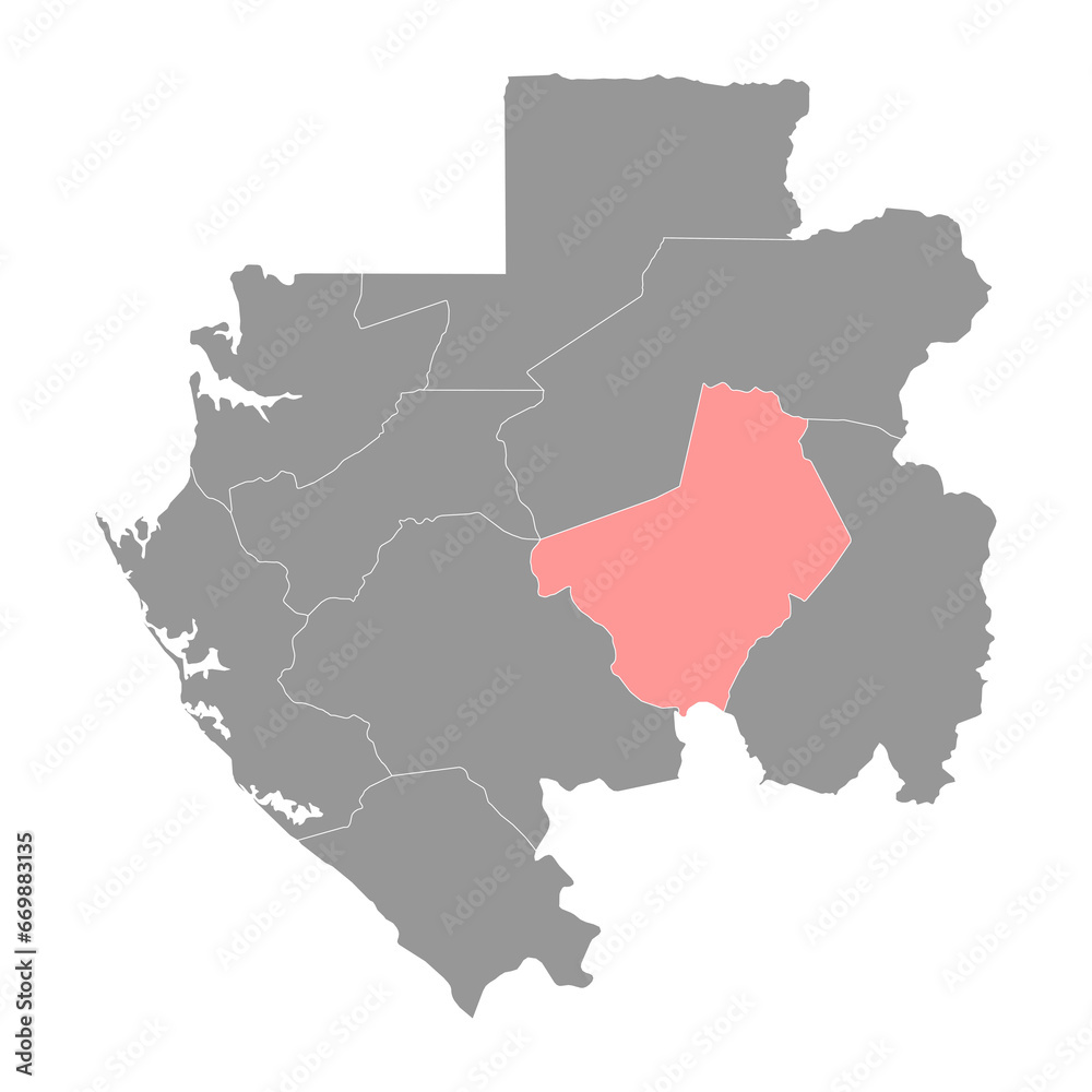 Ogooue Lolo province map, administrative division of Gabon. Vector illustration.