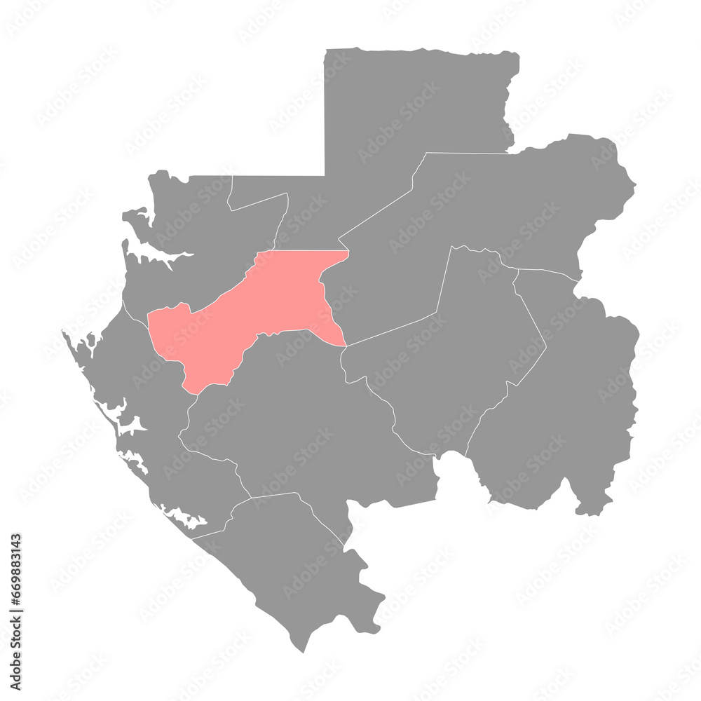 Moyen Ogooue province map, administrative division of Gabon. Vector illustration.