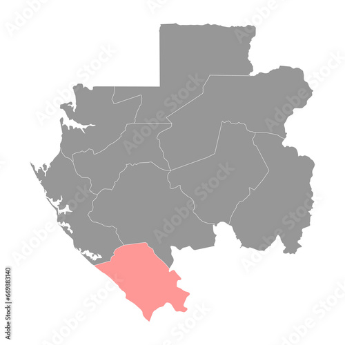 Nyanga province map  administrative division of Gabon. Vector illustration.