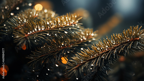 Fir Branch With Pine Cone And Snow Flakes - Christmas Holidays Background