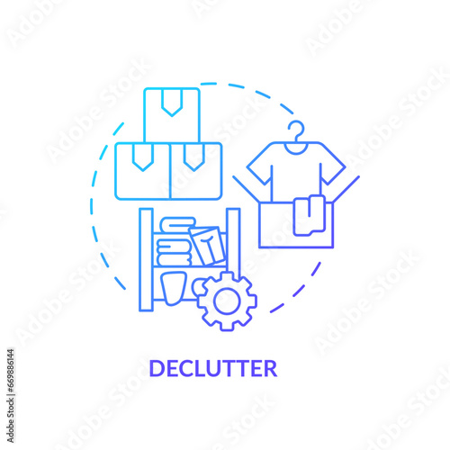 2D declutter gradient icon representing moving service, simple isolated vector, thin line illustration.