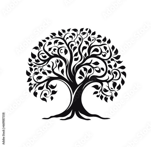 tree black logo. Generative AI  png image.