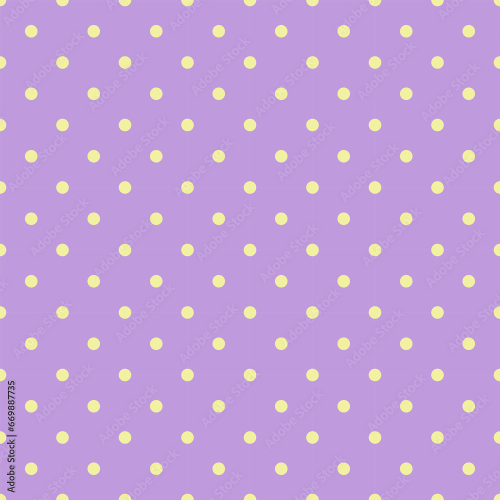 Yellow polka dots  on purple background ,pastel color vector illustration.