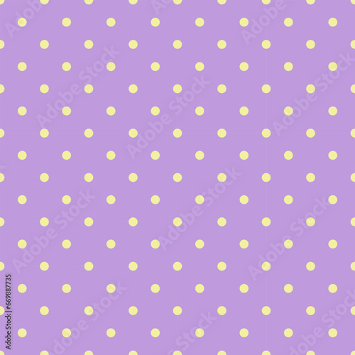 Yellow polka dots on purple background ,pastel color vector illustration.