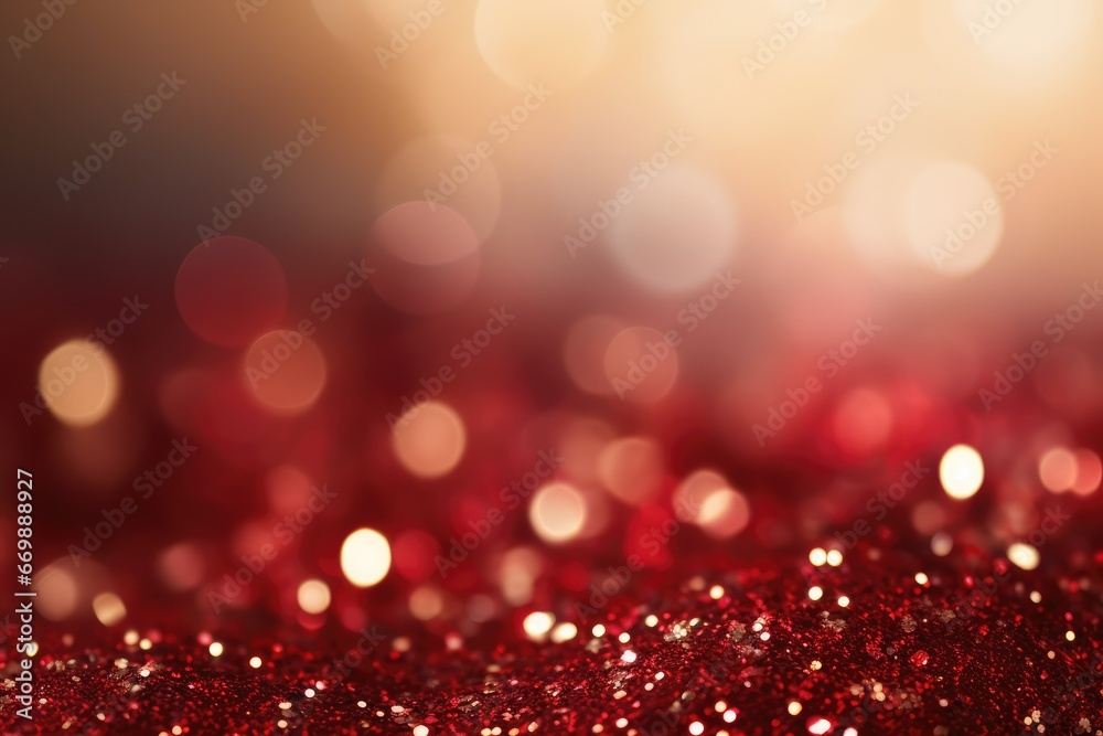 Festlicher Hintergrund mit rotem Glitzer für Weihnachten oder Neujahr, mit goldenen Bokeh Lichter Festlicher Hintergrund mit rotem Glitzer für Weihnachten oder Neujahr, mit goldenen Bokeh Lichter