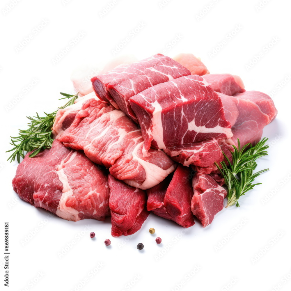 fresh meats on white background