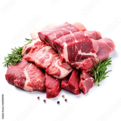 fresh meats on white background