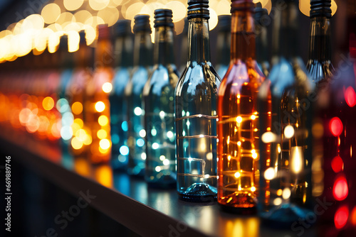 Background of colorful wine bottles photo