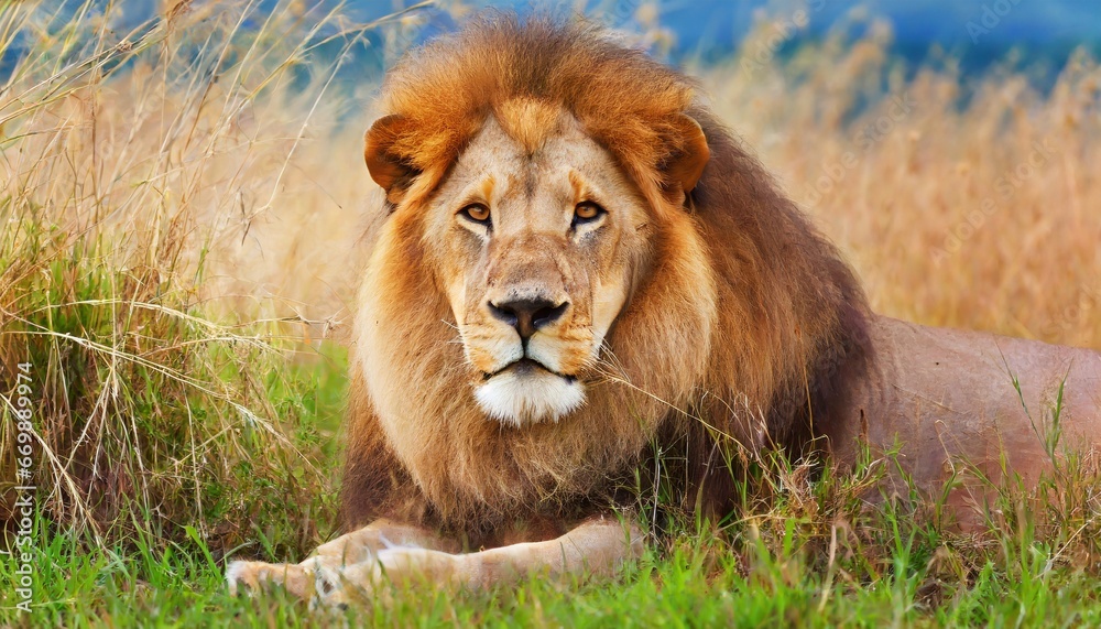 Obraz premium lion in the grass