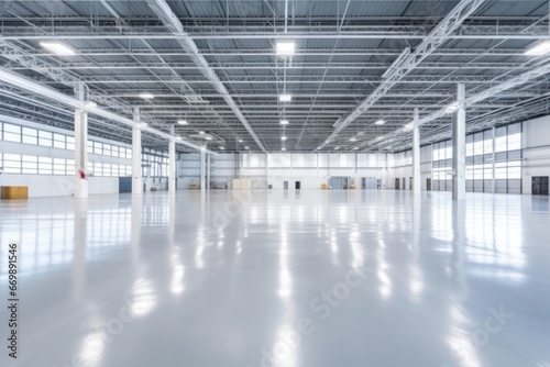 Interior of empty and clean modern warehouse © Nijieimu