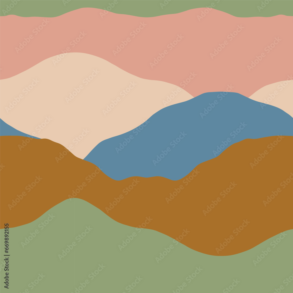 Abstract seamless Mountains pattern. Vector landscape texture with flat Mountains in a beautiful colour palette. Modern nature background Abstract seamless Mountains pattern. Vector landscape texture with flat Mountains in a beautiful colour palette. Modern nature background