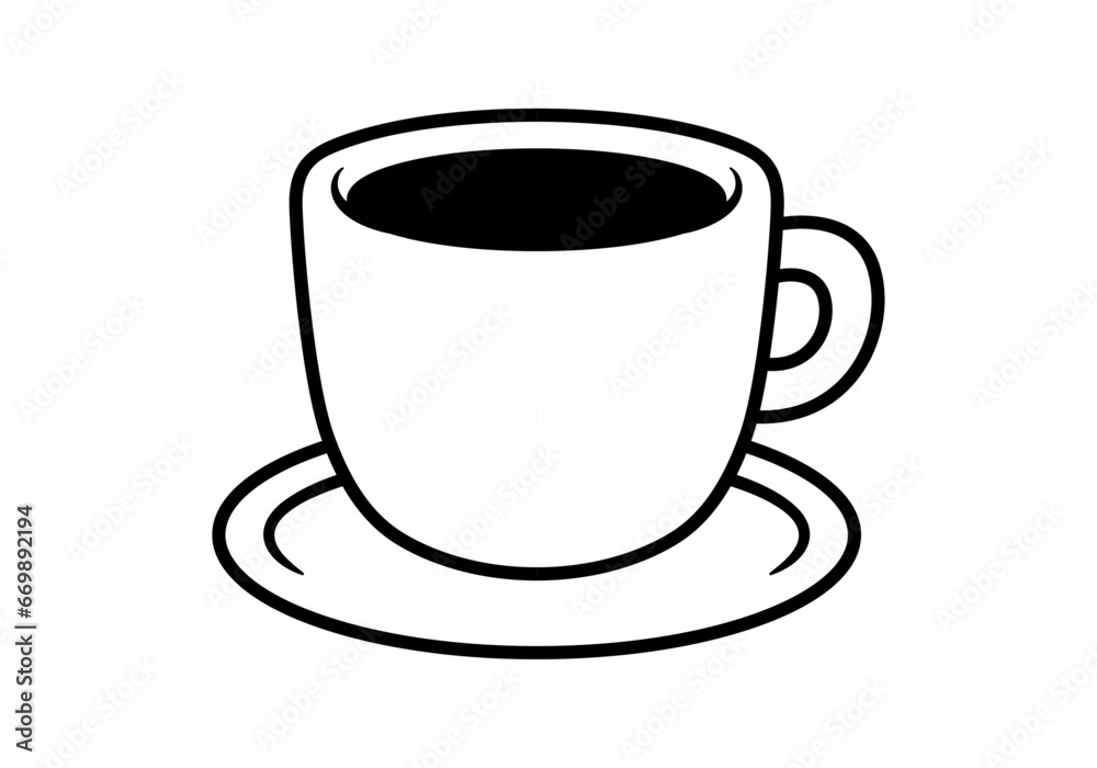 Cup of Coffee Illustration With Black Outline Cup of Coffee Illustration With Black Outline
