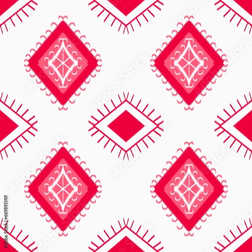 Ikat seamless pattern ethnic oriental traditional background design for carpet,curtain,clothing, wrapping paper,wallpaper,texture,textiles,tile,fabric , batik.