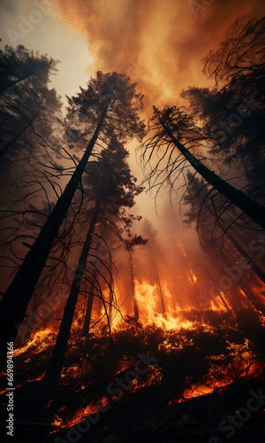 Wide Angle View of Forest Fire