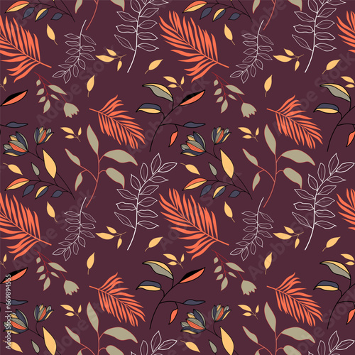 Vector seamless pattern with hand drawn twigs.