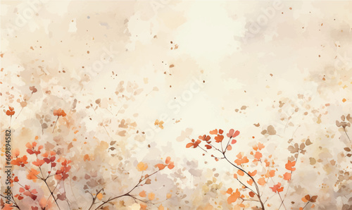 watercolor background, illustration, autumn, leaves, orange colors, floral