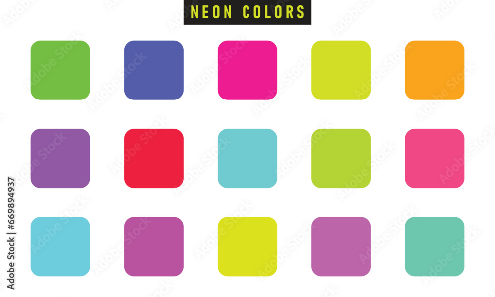 15 neon colors palette vector illustration