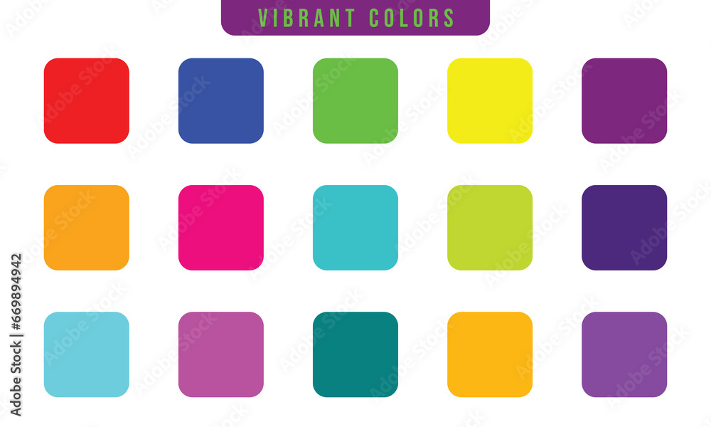  15 vibrant colors palette set vector illustration