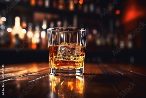Close up photograph of glass of whiskey © Nijieimu
