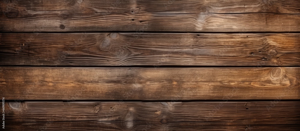 Fototapeta premium Antique wooden background with dark brown boards and a textured appearance