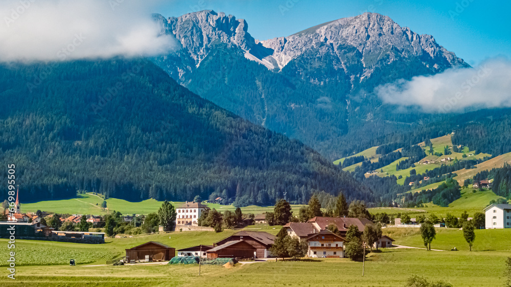 Alpine summer view near Niederolang, Valdaora di Sotto, Pustertal valley, South Tyrol, Italy