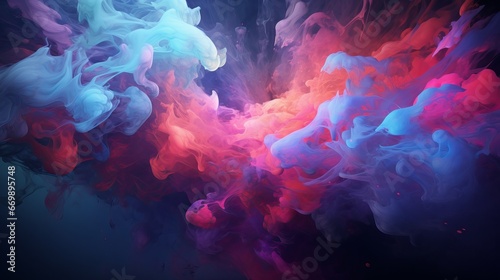 Blast of pink and blue powder. Solidify movement of color powder detonating. 3D outline