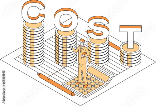 コストを意識するビジネスマンのイラスト photo