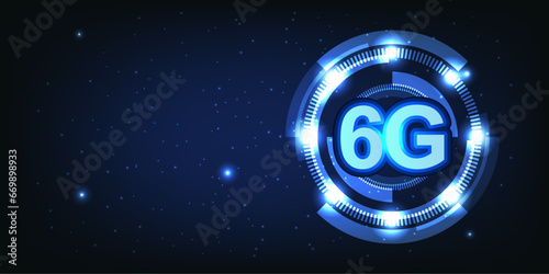 6G network wireless internet Wi-fi connection. Concept of 6G communication technology rapid development. Vector.