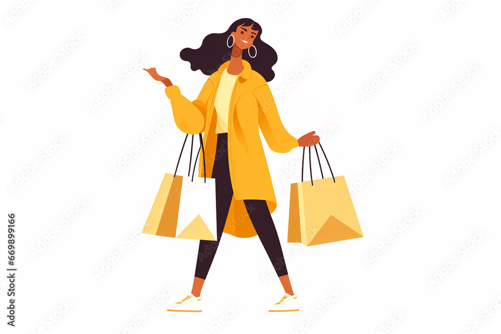 Holiday Shopoholic Character Holding Bag Concept for Website or Web Page. Sale. man with shopping bags. sale and discount. digital marketing.