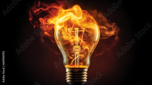 Burning Passion A flame burning brightly within a light bulb