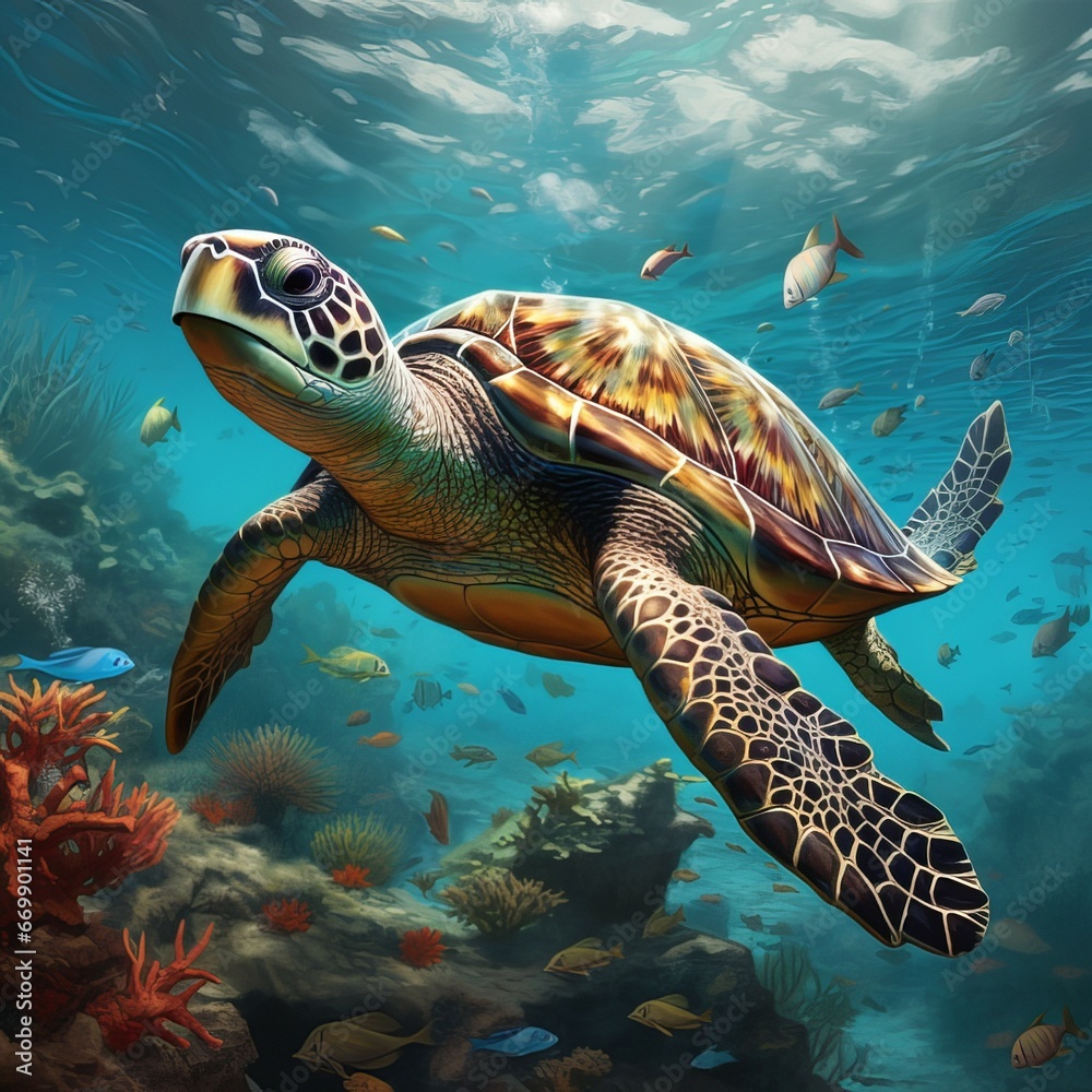 Fototapeta premium turtle swimming