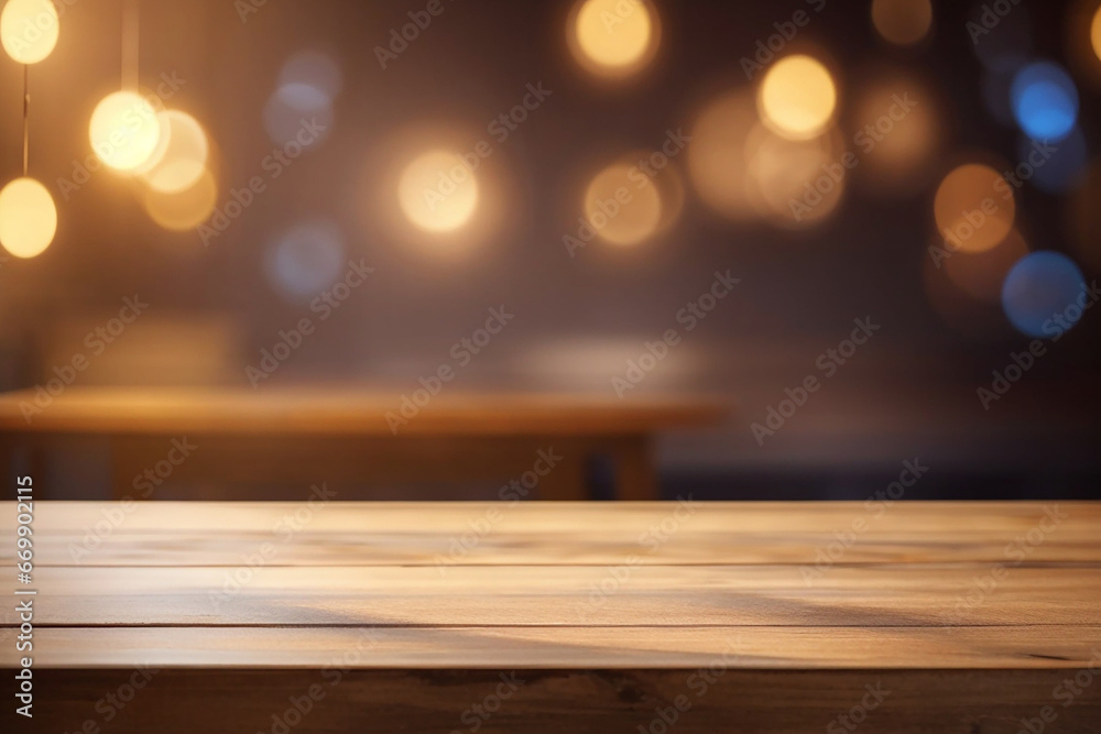 empty table blured light background