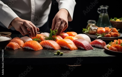 Expert Chef in Action Exquisite Sashimi