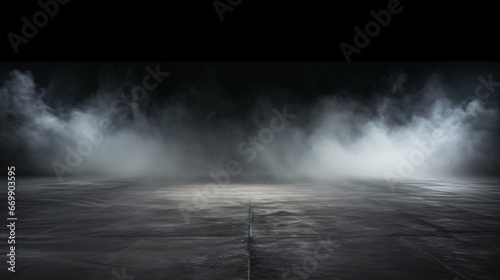 Abstract image of dark room concrete floor. Black