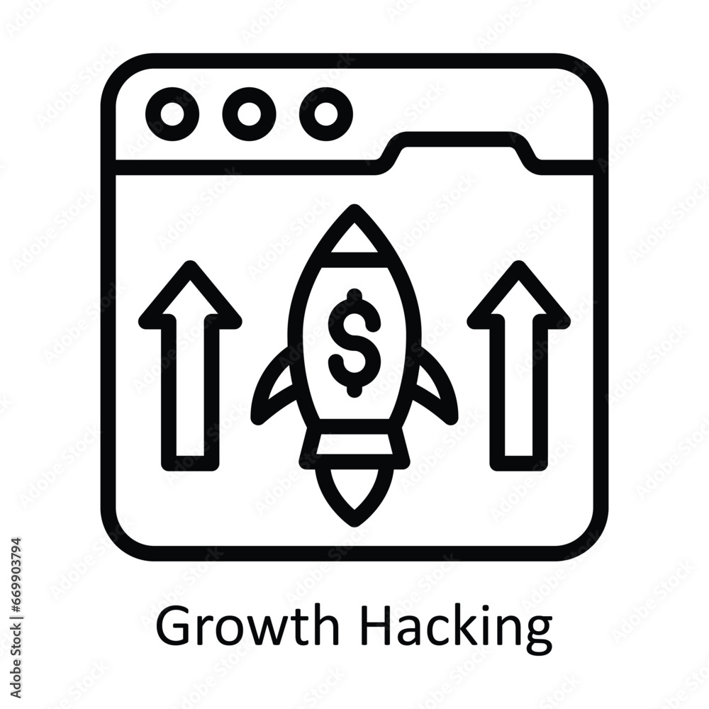 Growth Hacking vector outline Design illustration. Symbol on White background EPS 10 File Growth Hacking vector outline Design illustration. Symbol on White background EPS 10 File