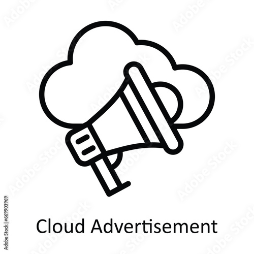 Cloud Advertisement vector outline Design illustration. Symbol on White background EPS 10 File 