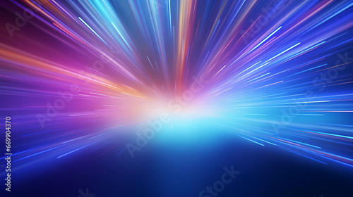 Abstract Motion Lights of Bright Speed on a Blue Tunnel
