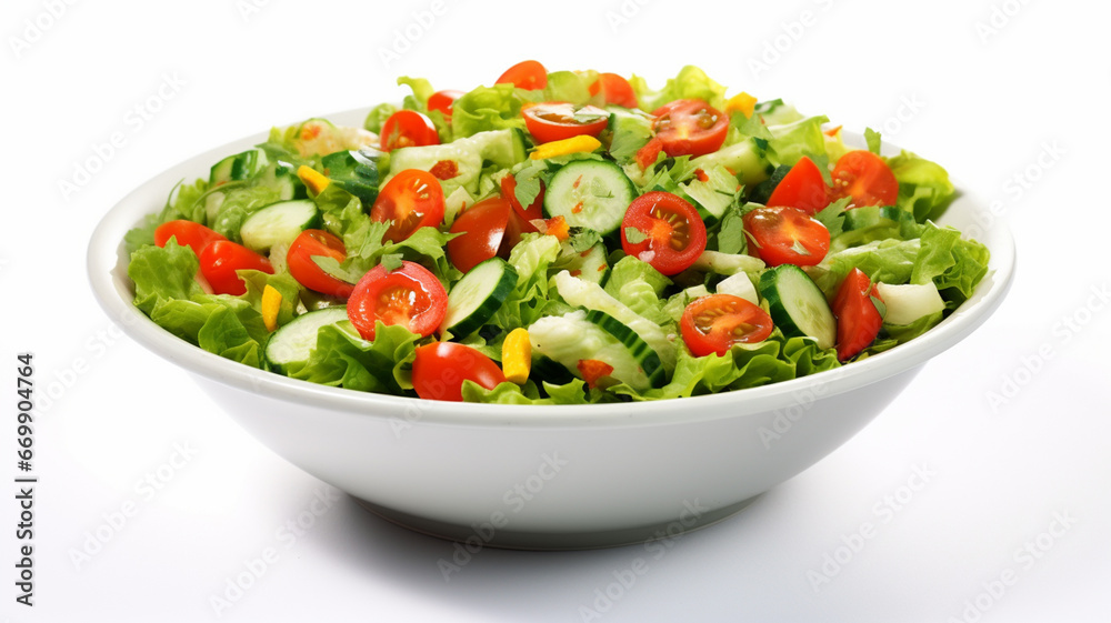 fresh vegetable salad isolated on white background