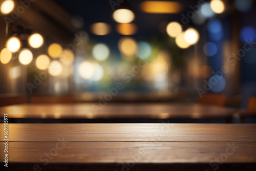 empty table blured light background