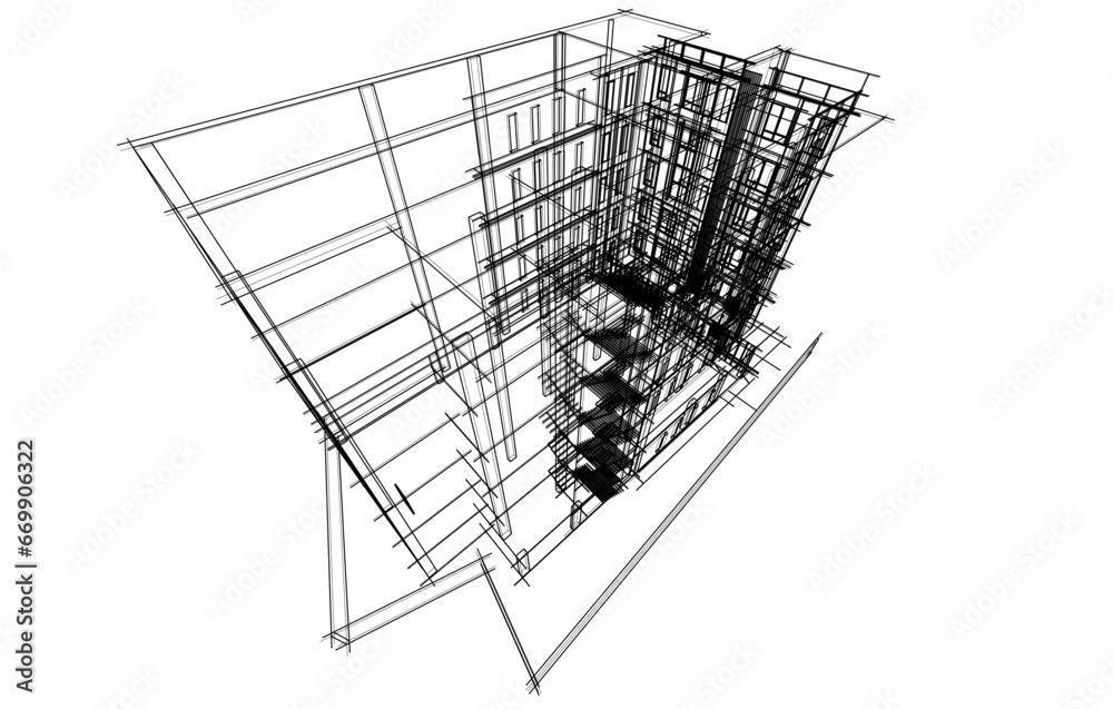 Architectural 3d drawing vector illustration Architectural 3d drawing vector illustration
