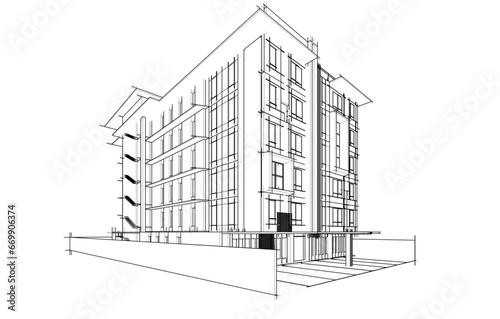 Architectural 3d drawing vector illustration