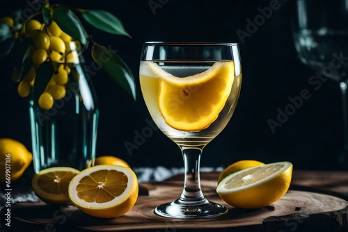 clear wine glass with lemon juice