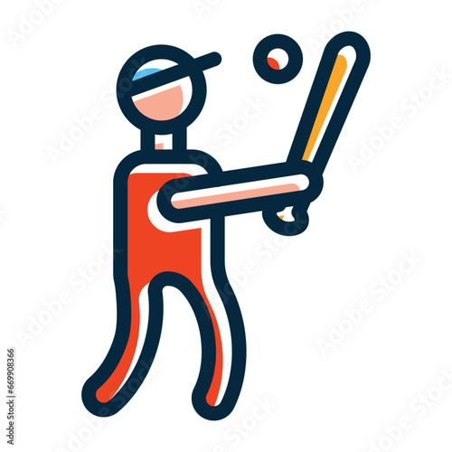 Batter Vector Thick Line Filled Colors Icon Design Vector Thick Line Filled Colors Icon Design