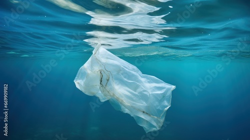 Plastic bag in the ocean, worldwide ocean pollution