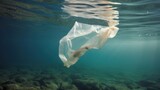 Plastic bag in the ocean, worldwide ocean pollution
